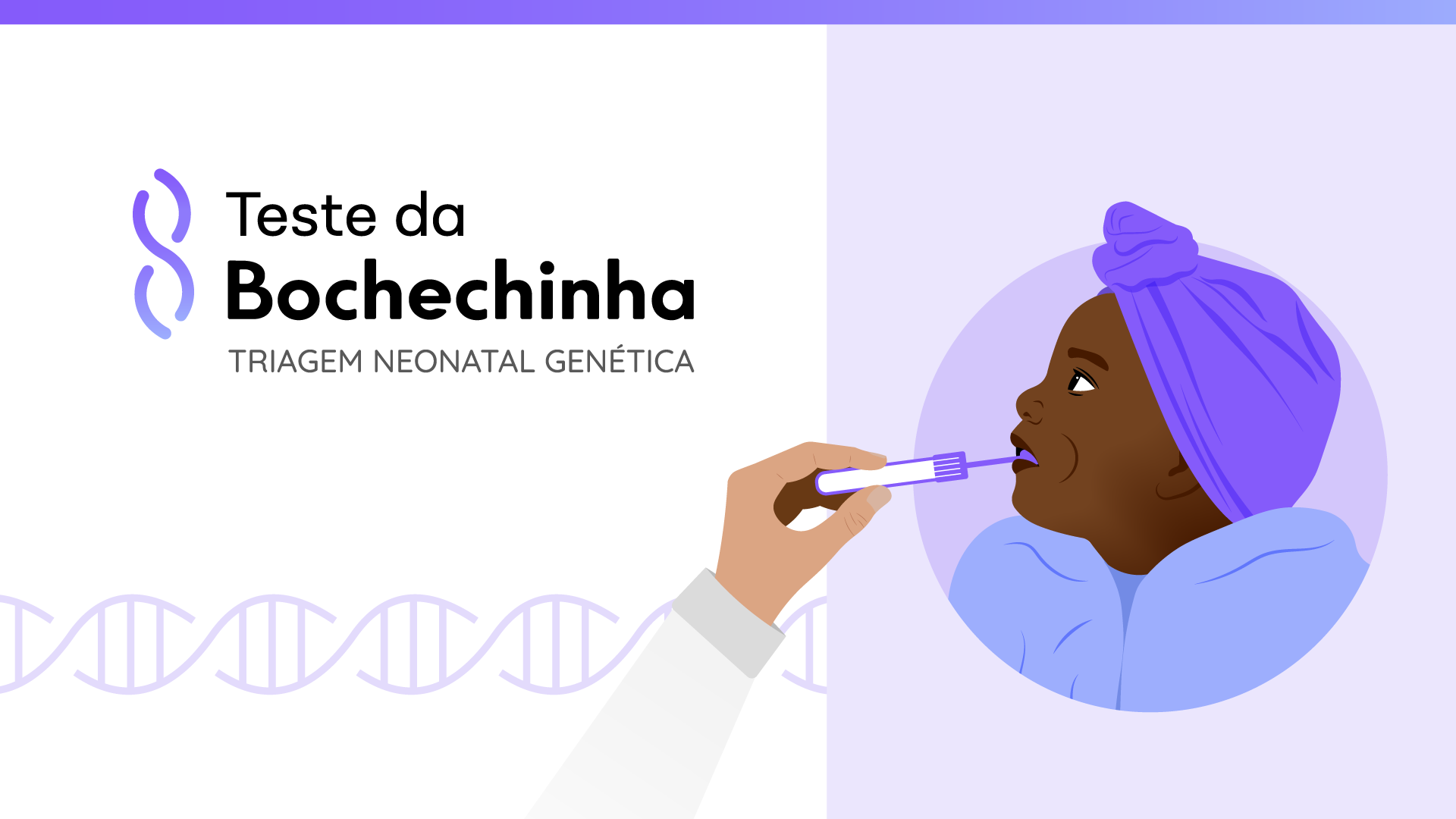 ilustração de uma coleta de swab bucal em uma menina